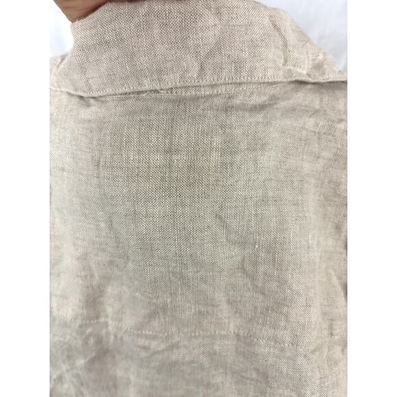 Vintage Talbots Irish Linen Long Sleeve Button Up Shirt Beige Womens Sz 10 - Picture 7 of 8